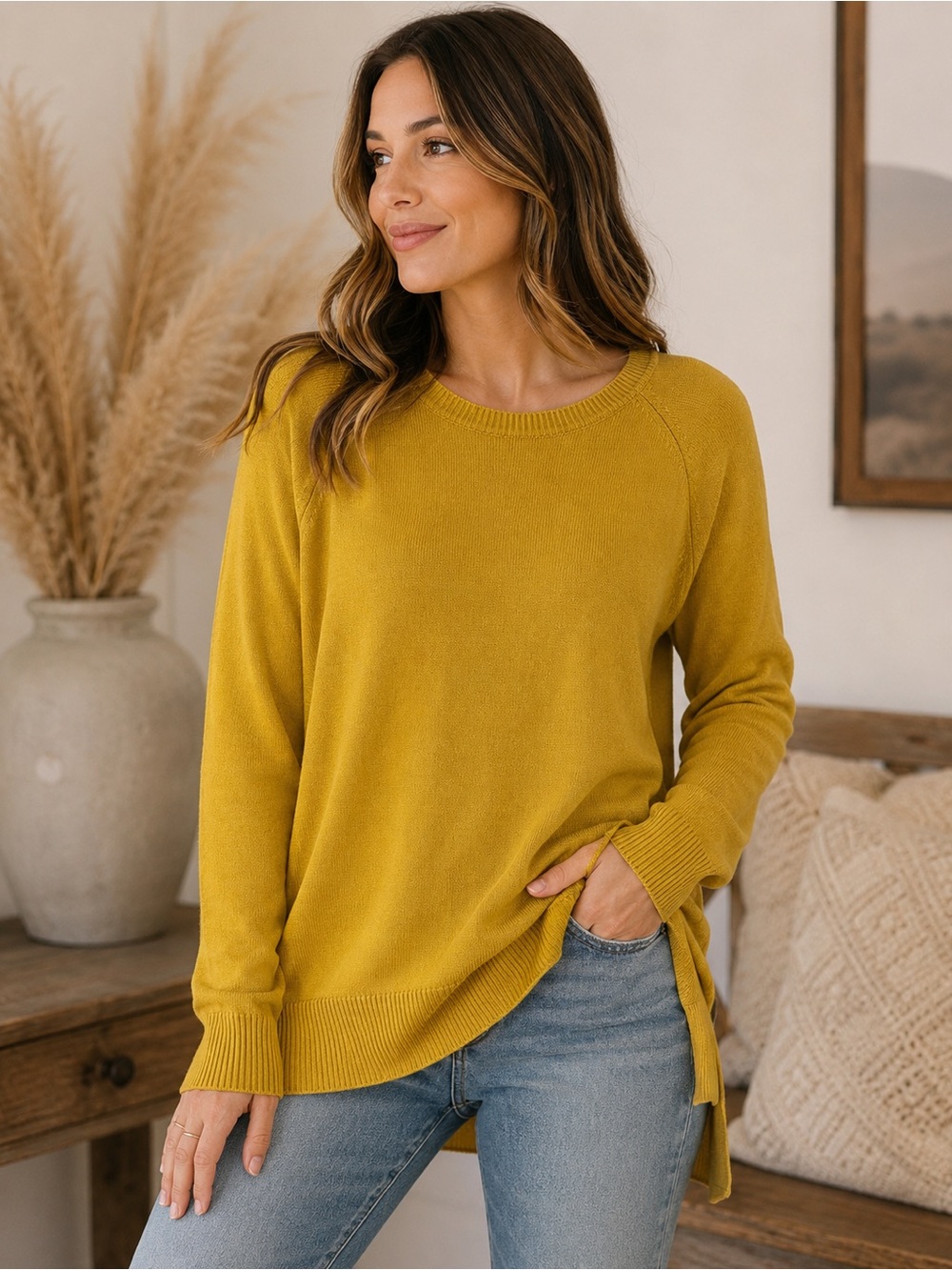 Philosophy Republic Clothing Mustard Yellow Hi Low Sweater Large Relaxed Fit